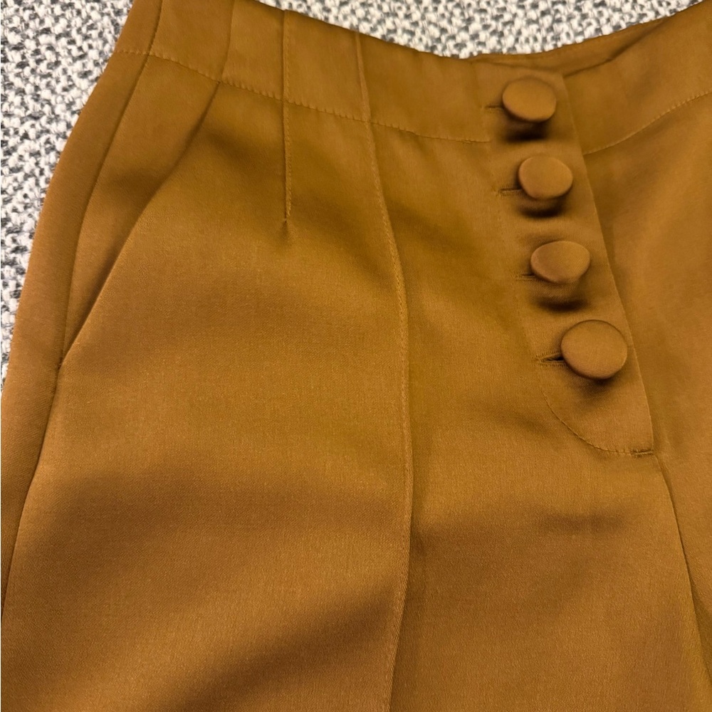 ZARA Creased Satin Wide-Leg Trousers with Button Front Size XS - Picture 8 of 10